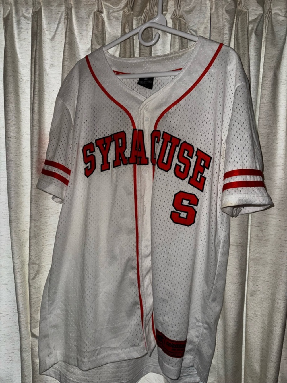 Colosseum White Syracuse Baseball Jersey With Red Trim